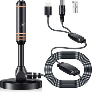 テレビアンテナ 室内アンテナ 地デジアンテナ 強化モデル500KM 受信範囲 4K HDTV 360° 全方位受信 高感度受信増幅器 接続簡単 無料視聴