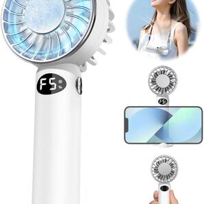ハンディファン 携帯扇風機 冷感プレート付き 首掛け扇風機 usb充電式 卓上扇風機 手持ち スタンド付き ストラップ付き LEDディスプレイ