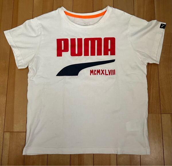 送料無料 140 PUMA プーマ キッズ 半袖 Tシャツ 白 子供服 半袖Tシャツ Tシャツ ホワイト プリント