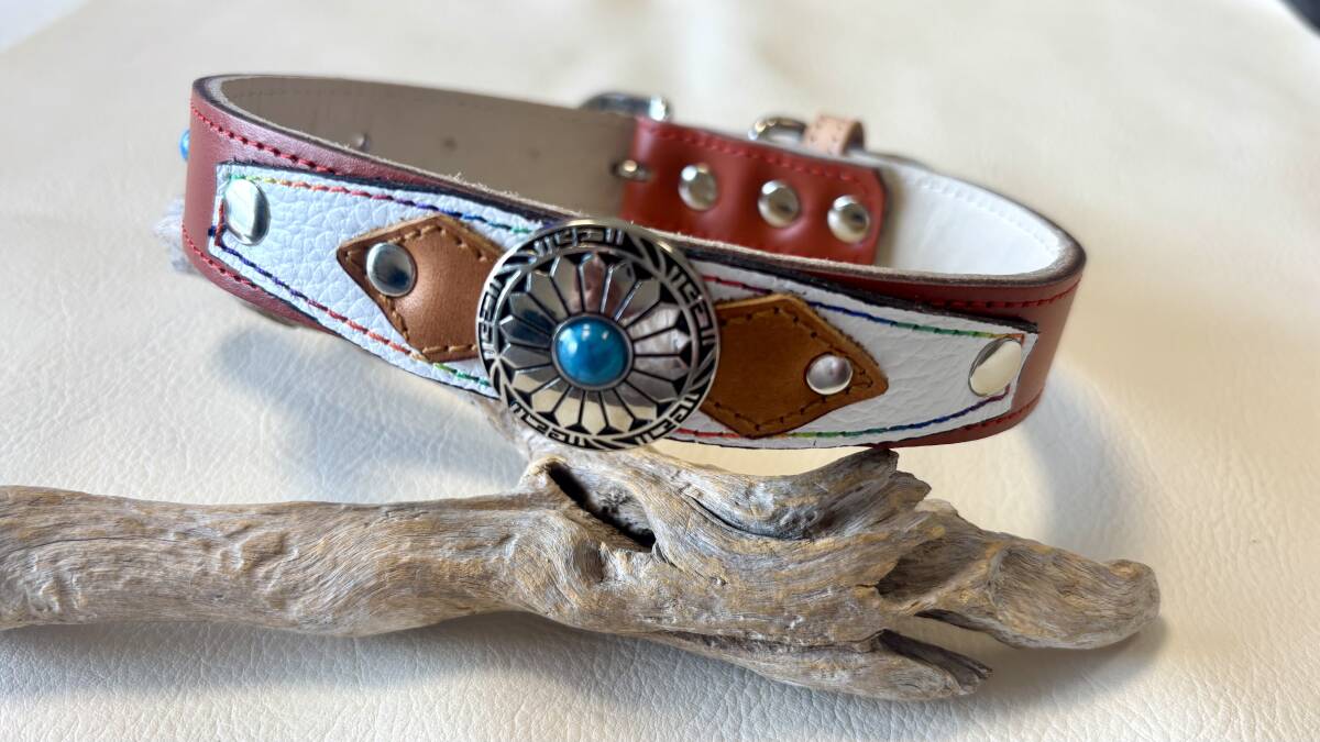 2290 レザーわんこ犬の首輪（茶）