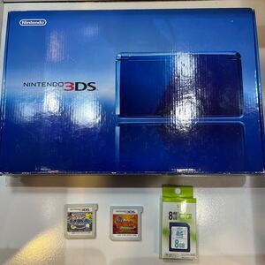 動作品 ニンテンドー 3DS コバルトブルー 本体 外箱付 充電器 ポケモン 妖怪ウォッチ ソフト付き SDカード 16
