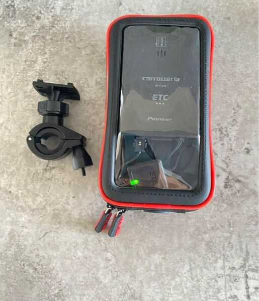 *保証付*バイク用 ETC車載器 軽自動車セットアップ自主運用モバイルバッテリーUSB 。防水ケース付き.