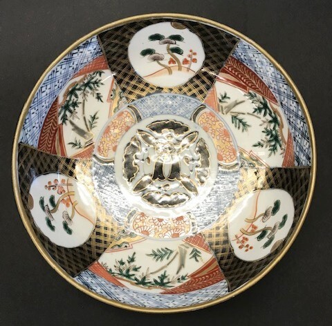 古伊万里 色絵 どんぶり 盛鉢 時代物 アンティーク 古伊万里 色絵三鉢 波千鳥文様 幕末〜明治 | れいゆぅる rayures