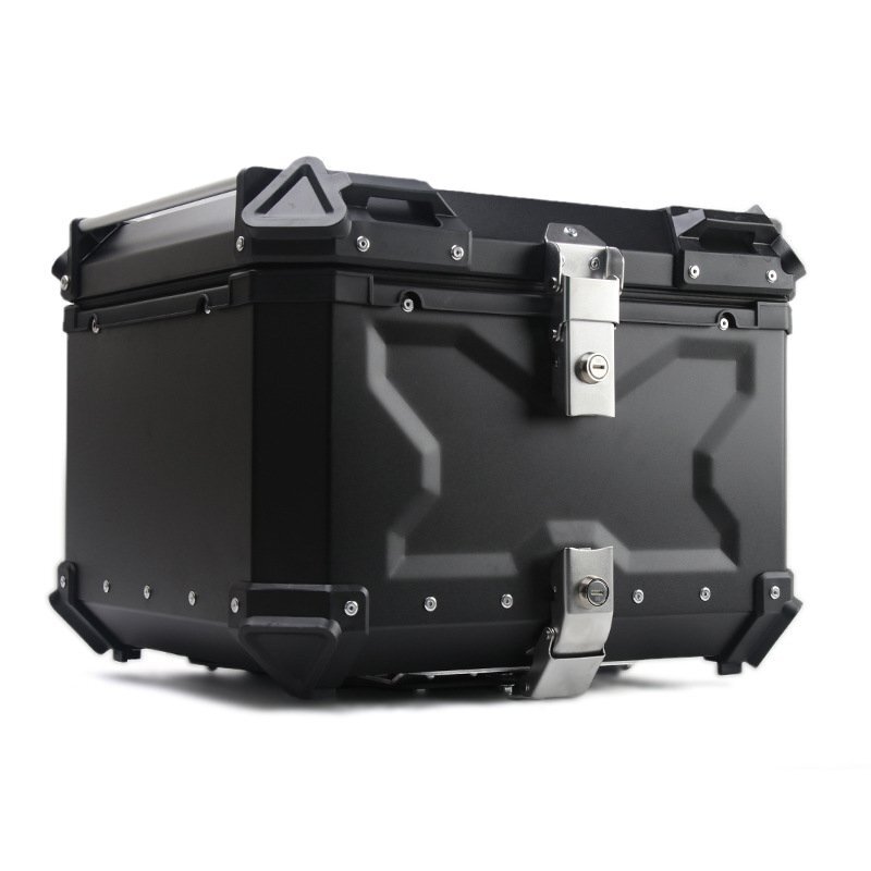 中古バイク リア ボックス アルミ ボックス 簡単脱着 55L (オール黒) ONE STEP リアボックス バイク 55l 背もたれ バイクリアボックス