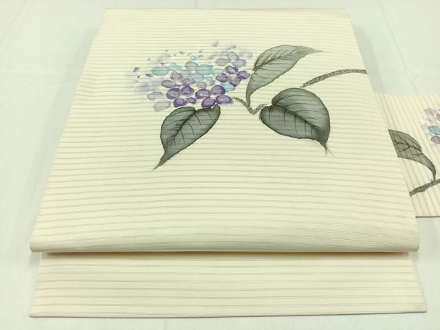【着物と帯 時流】SN25796◆正絹 八寸夏名古屋帯◆絽綴れ 紫陽花 未使用品 着物と帯 時流 SN25796◇正絹 八寸夏名古屋帯◇絽綴れ 紫陽花