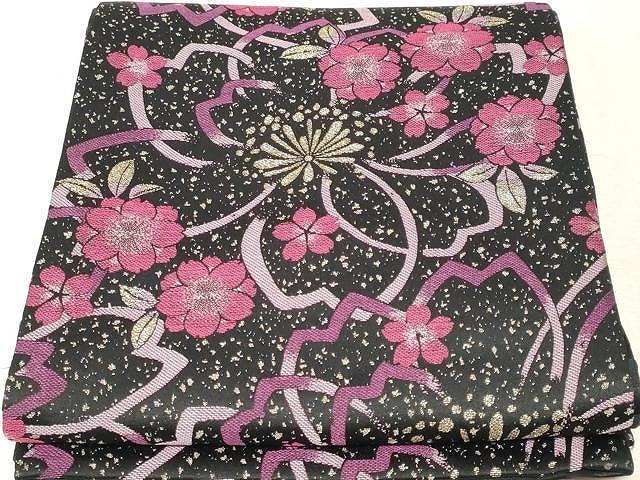 専用【未仕立て品】 大人気柄　高級　袋帯 六通 市松模様 桜模様　黒　金 楽天市場】振袖 帯「黒市松、桜花」日本製 未仕立て 六通柄 振袖