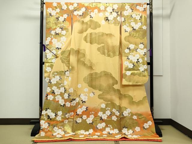 お引きずり・お引き摺り・引き振袖　結婚式　草花文　暈し染め　金銀彩　逸品 2025年最新】Yahoo!オークション -着物 お引きずりの中古品