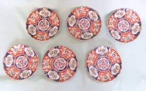 1703ナ◆有田焼 南峰窯 色絵 花鳥紋 飾皿 6枚セット◆