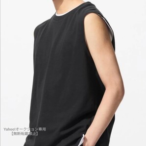 即決★UNIQLO エアリズム コットンノースリーブ Tシャツ L ブラック ユニクロ 黒