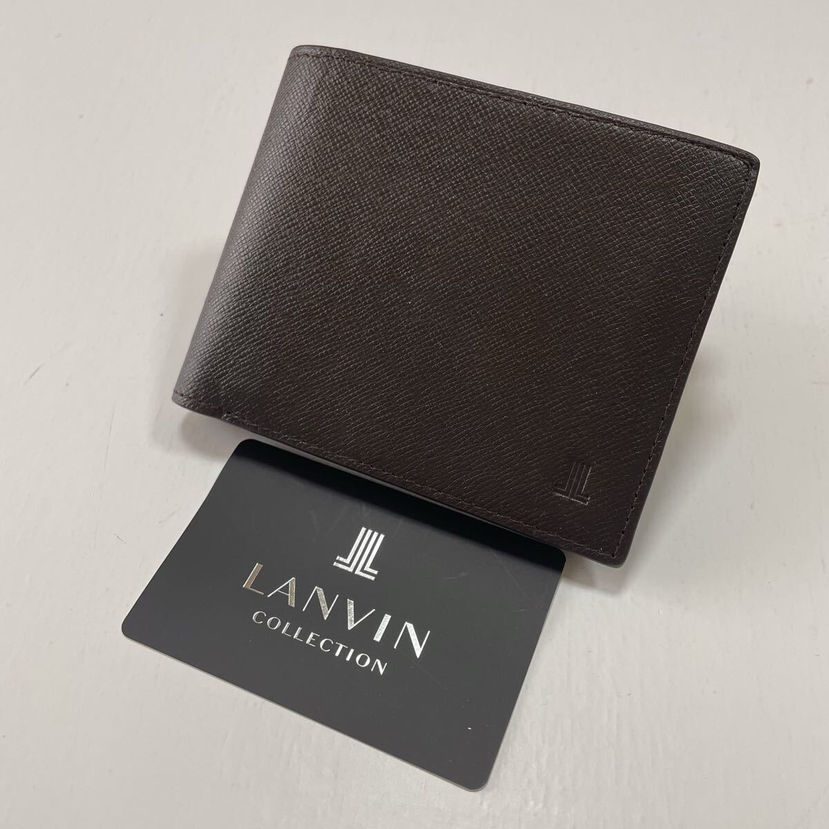 未使用 極美品 LANVIN ランバン コレクション 二つ折り長財布 レザー 黒 LANVIN ランバン 財布 二つ折り財布 ミニ メンズ 革 黒 レザー