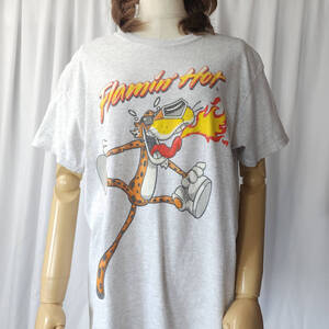 used Mサイズ Cheetos チートス 半袖 Tシャツ 霜降りグレー系 古着 キャラクター キャラT 企業系 海外 公式