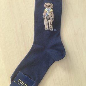 送料無料 ■ Polo Ralph Lauren クマ刺繍 ネイビー ソックス ポロラルフローレン 23〜25cm ②
