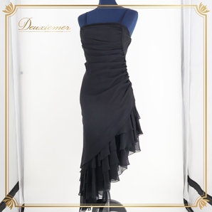 パーティドレス ワンピース ドレス main blutt 黒 パーティ 発表会 イベント ブラック系 真っ黒 無地 シンプル キャミソール フリル レース