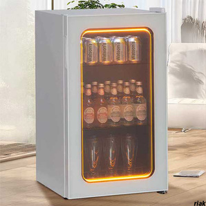 【温度は-5℃まで設定可能で、炭酸飲料をキンキンに冷却】 小型冷蔵庫 ガラスドア 冷蔵ショーケース タッチパネル 省エネ 静音 セカンド