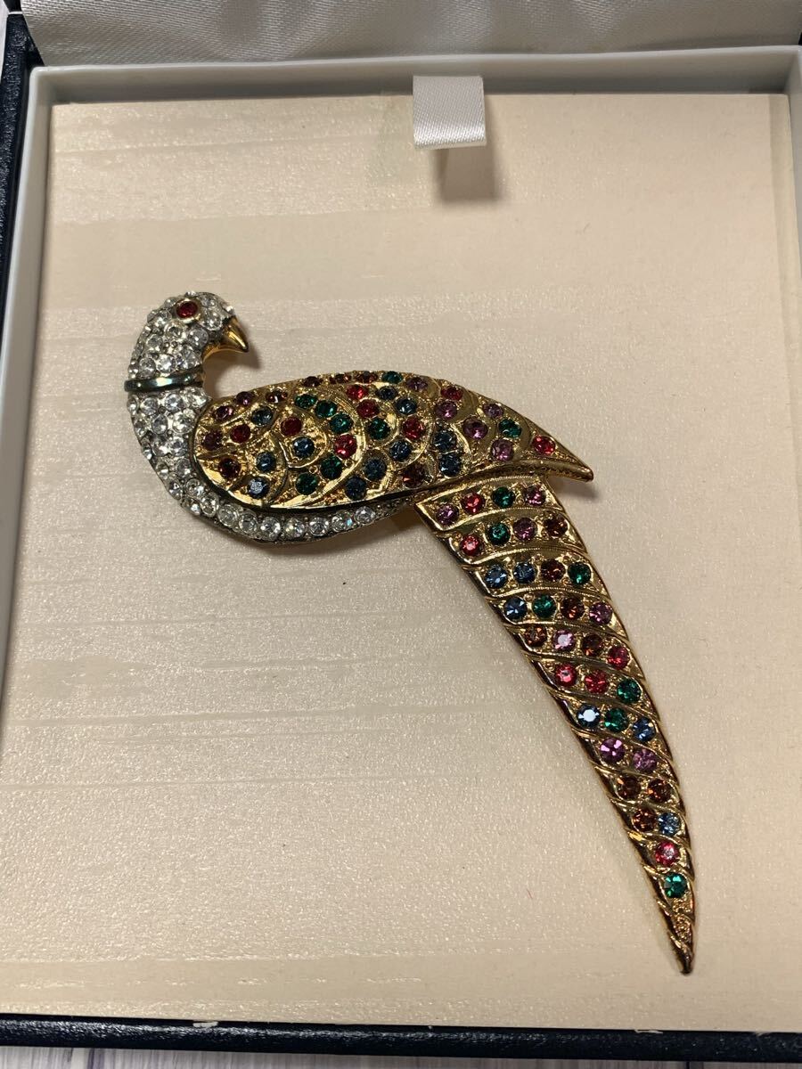 オリエントエクスプレス ヴィンテージ　オウム ラインストーン ブローチ veni