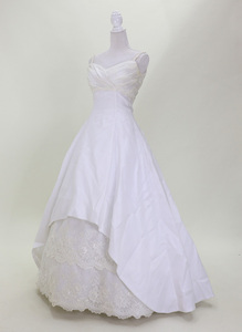 中古 ウェディングドレス 二次会・フォト婚に! Lovely Wedding 9号T ホワイト/white Aラインドレス W-75