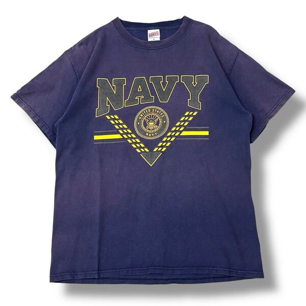 【90s】USA製 SOFFE U.S.NAVY アメリカ海軍 ミリタリー ロゴTシャツ M ユーエスネイビー トレーニングウェア ビンテージ 半袖Tシャツ 古着