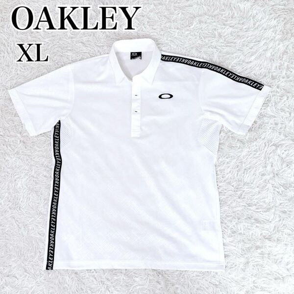 通気性抜群! OAKLEY オークリー ポロシャツ ホワイト 白 XL 美品 半袖 半袖ポロシャツ