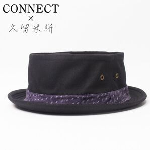新品 CONNECT×久留米絣 キャンバス ポークパイハット ブラック