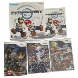 (M1) Wii マリオカート ドラゴンクエストx SDガンダム モンスターハンター3(トライ) Wiiソフト ソフト色々 全5点