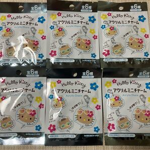 【未開封】ダイソー★日焼けキティ ハローキティ アクリルミニチャーム 6個セット★セリア・seria・Hello Kitty【迅速発送】