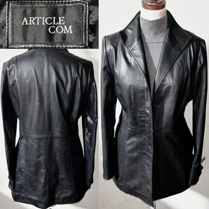 即落送料無料 美品 ARTICLE COM 高級 柔らか 羊革 ラム レザー ジャケット 黒 11AR 秋 冬 アウター コート シンプル フェミニン 綺麗め 系