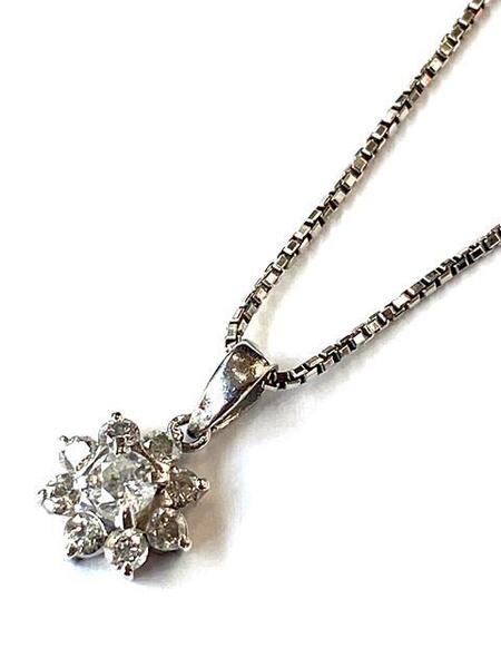 【即決/40㎝】 Pt850 Pt900 D0.54 9ポイント ダイヤモンド ネックレス 宝石 ジュエリー アクセサリー プラチナ 5.4g