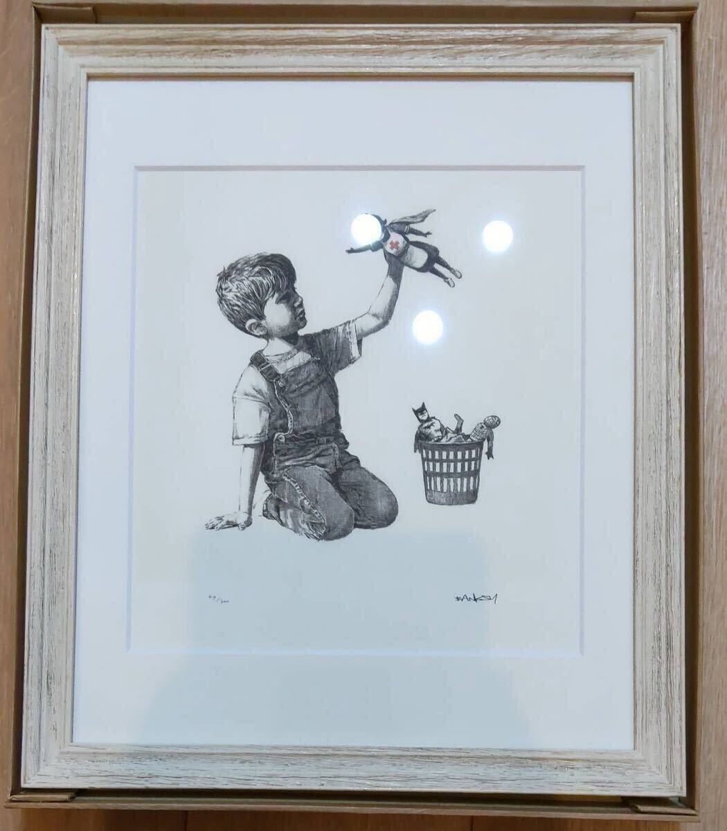 Banksy 絵画 紙本 肉筆 額縁 バンクシー (Banksy) のPOW デビュー作品「Have a nice Day AP
