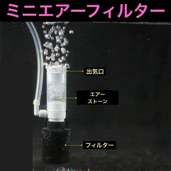 メダカ 飼育 ミニエアレーション スポンジフィルター 淡水魚 金魚 熱帯魚 ろ過装置 水槽レイアウト コンパクト 水質管理 未使用品 送料無料