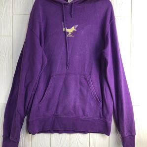 LEFT ALONE 紫のロゴ刺繍パーカー Lサイズ