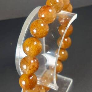 ゴールデンルチルインクォーツ 約12.5mm玉17石 内径約16.8cmブレスレット 070810561703