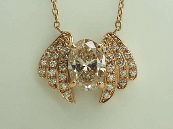 ●【ブランド刻印あり】ゴージャス天然ダイヤモンドネックレス K18PG D1.003ct D0.113ct
