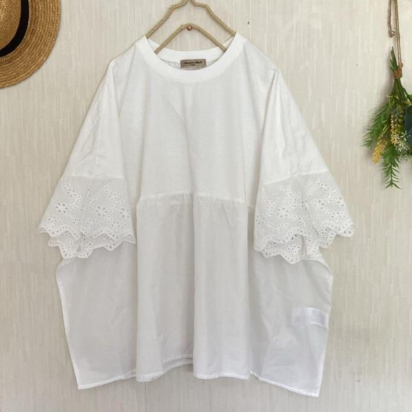 新品★サマンサモスモス★sm2★スカラップレース袖*ふんわりカットソー