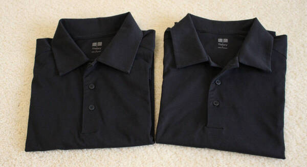 ③★Theory x UNIQLO セオリー ユニクロ コラボ エアリズム ポロシャツ 黒 Lサイズ 2枚セット ラグランショルダー ストレッチ素材
