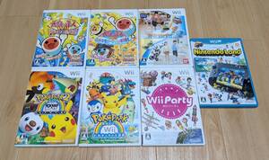【中古品】任天堂 wii wiiU 専用ソフト ポケパーク 太鼓の達人 ニンテンドーランド wiiパーティ ファミリートレーナー等 7個 セット