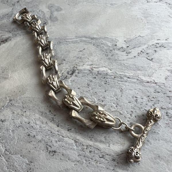 ヴィンテージ VINTAGE シルバー フローラルクロス チェーン 925 刻印 ブレスレット アンティーク SILVER