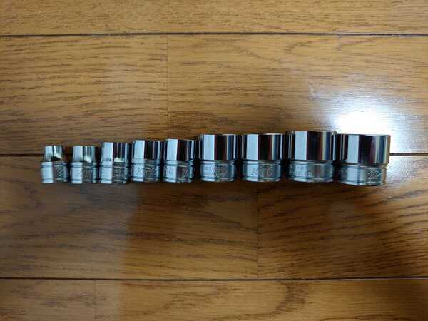 KTC 9.5sq.ソケット(六角) 9個セットB3-08,B3-10,B3-12,B3-13,B3-14,B3-17,B3-19,B3-21,B3-22