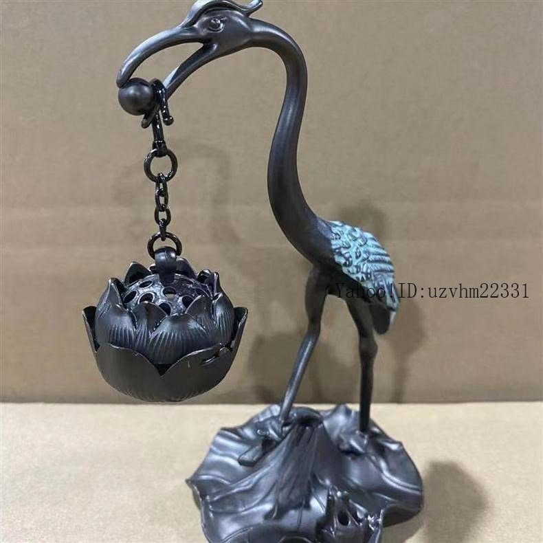 置物　焼き物　鶴　茶道具　アンティーク　骨董品　在銘あり 置物焼き物鶴茶道具アンティーク骨董品在銘あり