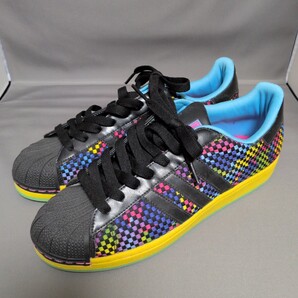 【割引】adidas アディダス★SUPERSTARⅡ スーパースターⅡ★ブラック/パステルカラー編み込み★28センチ