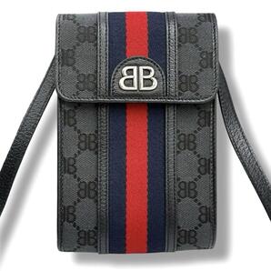 新品同様 グッチ バレンシアガ コラボ ショルダーバッグ ブラック GUCCI BALENCIAGA ザハッカープロジェクト 680130 3884