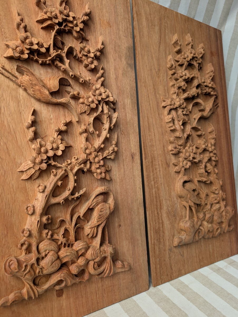 木製間仕切り 3パネル 精巧な彫刻　引き取り限定 日本代標|古董．收藏．收集|木作門窗|跨買TOKUKAI - 日本Y拍代標首選