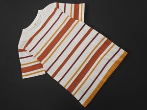 EDIFICE EDIFICE Футболка в многополоску размерS/белый x коричневый ■◆ ☆ fha5 мужская