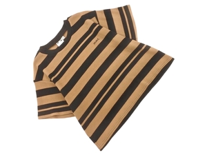 Cat-pos OK X-girl X-girl Полосатая ребристая рубашка с разрезом и шитьем размерM/черный и бежевый ■◆ ☆ fhb3 Дамы