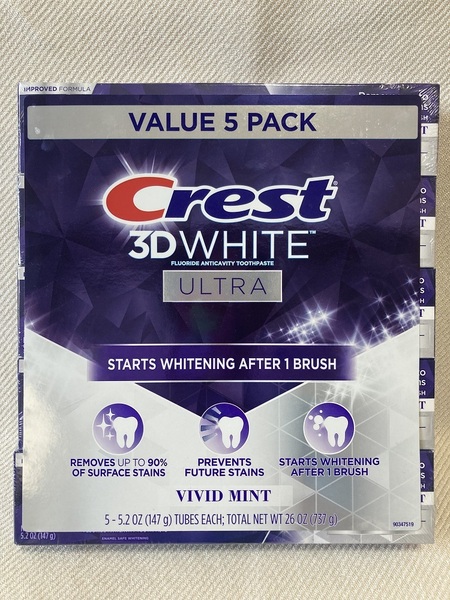 クレスト 3Dホワイト ウルトラ ホワイトニング 歯磨き粉 大容量 147g×5個 ラージサイズ USA Crest 3DWHITE ULTRA