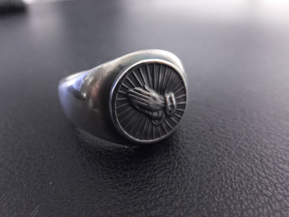 未使用 手彫り モノグラム シグネットリング silver シルバー 指輪25号 1930's Silver Monogram Signet Ring 