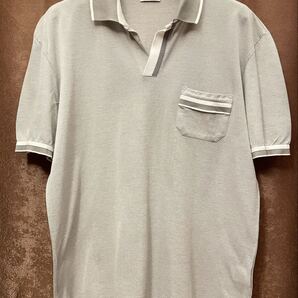 MADE IN ITALY製 malo 襟ライン 鹿の子ニットポロシャツ シルバーグレー マーロ イタリア製 ポロシャツ 鹿の子ポロシャツ 高級 イタリア