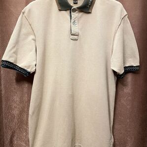 MADE IN ITALY製 NAPAPIJRI バック刺繍 半袖 鹿の子ポロシャツ ベージュ Lサイズ ナパピリ イタリア製 ポロシャツ 半袖ポロシャツ