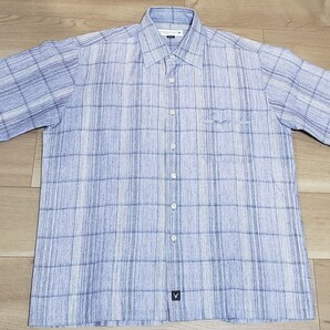 メンズ Lサイズ LYLE&SCOTT ライルアンドスコット 半袖シャツ ブルー チェック 綿50% 送料無料