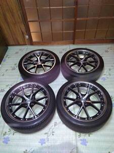 WEDSマーベリック905S 8J×19 5H/114.3 +43 ブラック/ポリッシュ LOディスク 225/40R19 タイヤ付