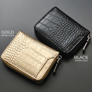 【今月イチオシ限定SALE】【送料込み】【激安】【新品】【税込み】牛革クロコダイル型押し 手のひらサイズ コインコンパクトウォレット